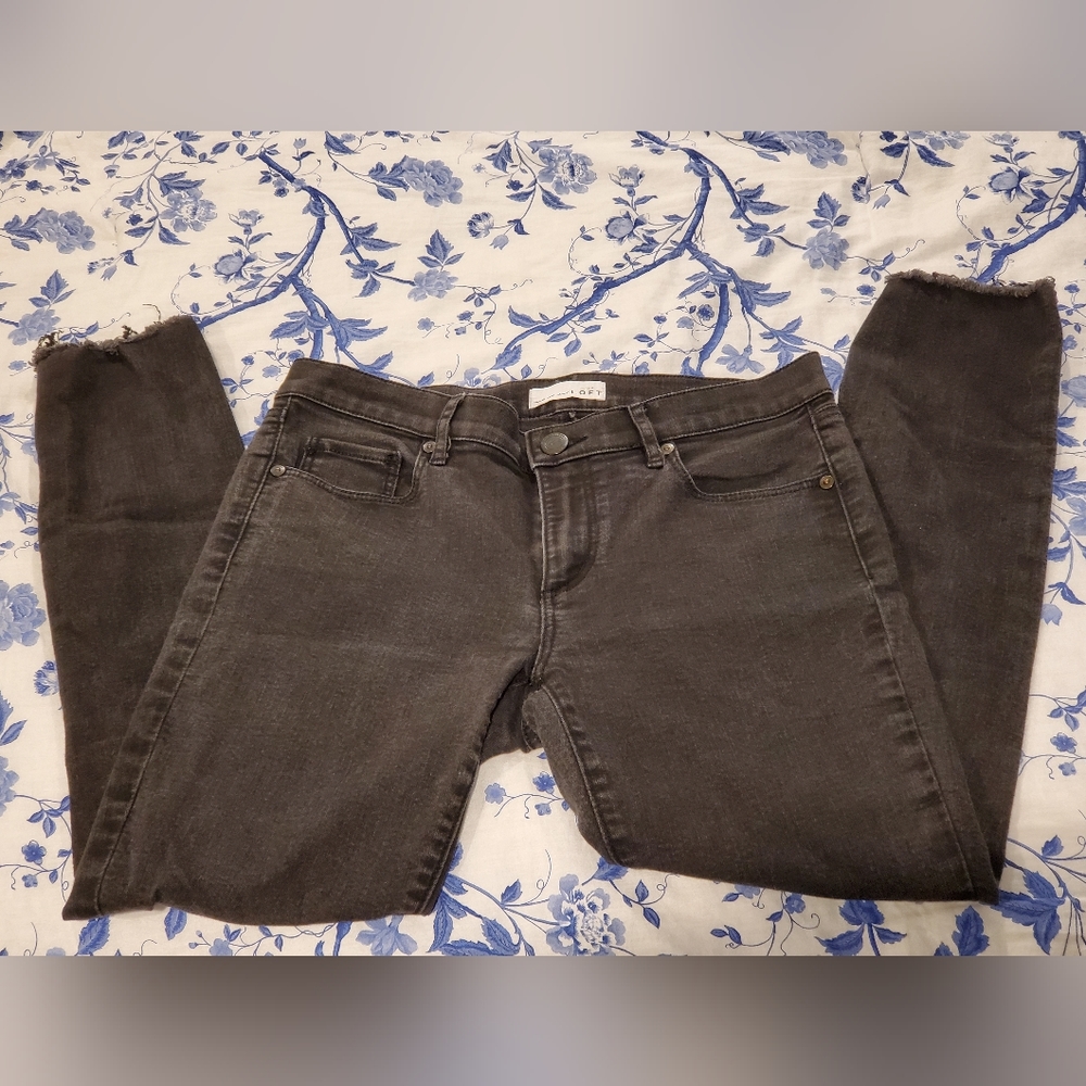 Ann Taylor LOFT Modern Skinny Straight Leg Black Gray Jeans Size 6